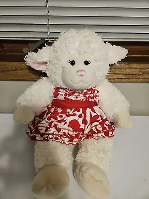 Build-A-Bear Lamb Retired Sheep Lamb Plush Stuffed Animal W/ Red And White Dress • $26.95