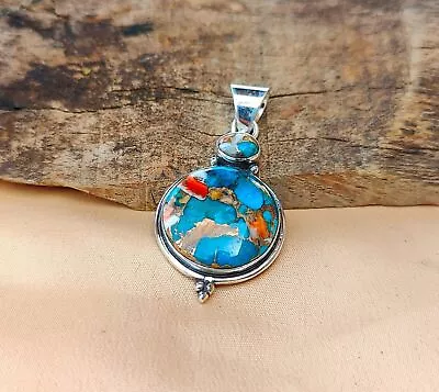 Oyster Copper Turquoise  Pendant 925 Silver  Handmade Pendant  Gift For Women • $33