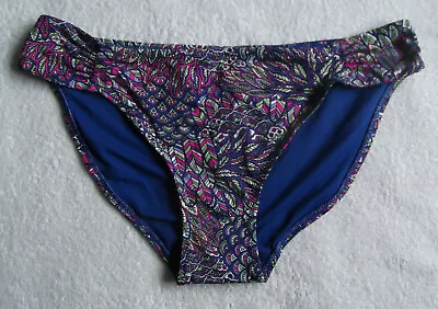 Mariemeili  Size 12 Neptune Print Gathered Sides Bikini Bottoms Multicoloured • £7.50