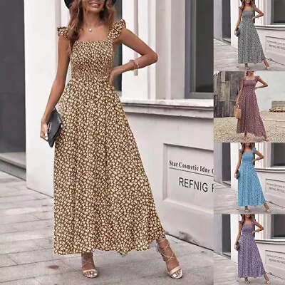 Fashionable Boho Maxi Dress With Ruffle Sleeves Ideal For Casual And Beachwear • $42.65