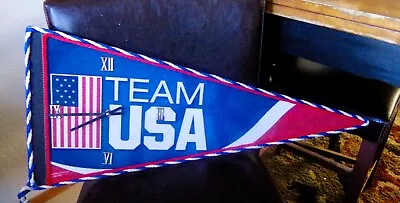 Vintage 1990's  Team USA  Pennant Clock Excellent Condition Olympics • $29.99