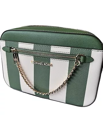 Michael Kors Jet Set Large Ew Zip Chain Crossbody Bag Tote Fern Green Multi • $155