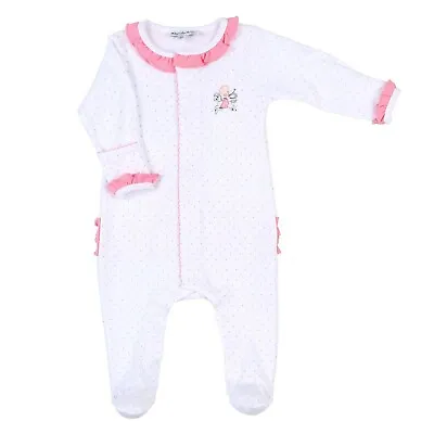 Magnolia Baby Girls VINTAGE BUCKAROO Ruffle Footie Pink Pima Cotton NEW • $25