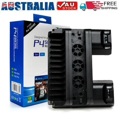 $30.95 • Buy PS4 Vertical Stand With Cooling Fan Controller Charging Docks&LED Indicators