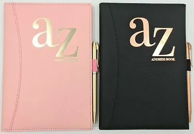 A To Z Telephone A5 Address Book A-Z Index Hard Back Cover With Pen Pink Or Blue • £5.95