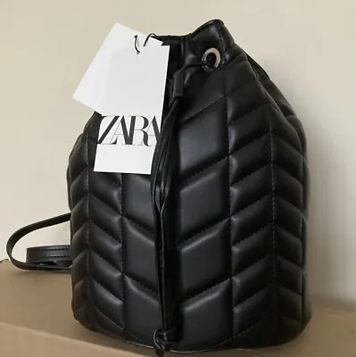 £21.99 • Buy Zara QUILTED BUCKET BAG Reversible Into BACKPACK New With Tags