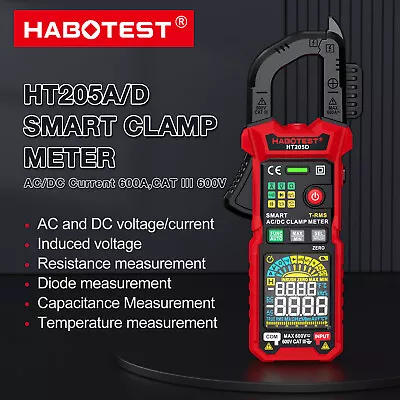 HABOTEST HT205 Digital Multimeter Clamp Meter 6000 Counts AC/DC Volt Tester Tool • $26.99