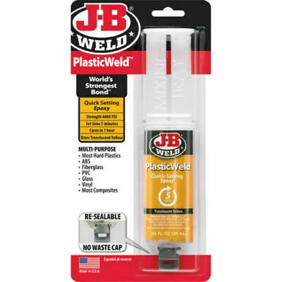 JB Weld Plastic Weld Quick Setting Epoxy Glue Adhesive Syringe J-B WELD 50132 JB • $18.95