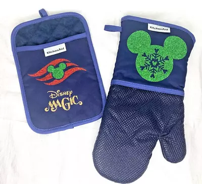 KitchenAid Disney Magic Mouse Ears Christmas Oven Mitts Blue Z402 • £10.59