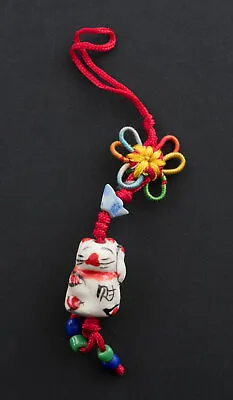 Bag Jewellery Charm Cat Japanese Maneki Neko Ceramic Ingot Blue 446 • $12.08