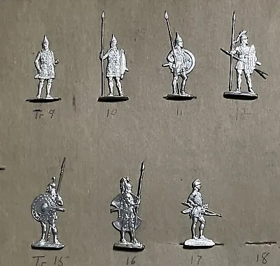 7 Trojan War Warriors Halted 30mm Zinnfiguren Tin Flats By A. Retter Unpainted • $9