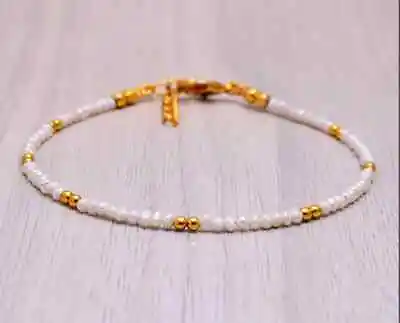 Mother Of Pearl Beaded Bracelet 7 Handcrafted Bead Bracelet Wedding Gift For Her • $18.99