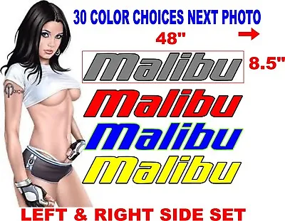 Malibu Boats Boat Vinyl Decal Sticker 2 Colors Set Of 2 Free Shipping 48  X 8.5  • $48