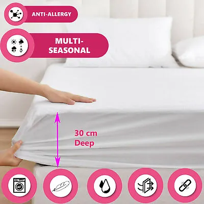 Mattress Cover Protector Waterproof Terry Fitted Sheet Single Double King Size • £6.99