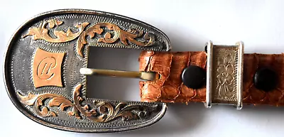 Vintage VOGT Sterling Silver And 14K Gold Fully Engraved Belt/Belt Buckle • $599