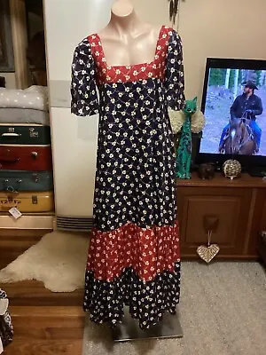 Genuine Vintage 70’s Hippie Boho Peasant Prairie Maxi Dress ?.Indian Cotton • $94