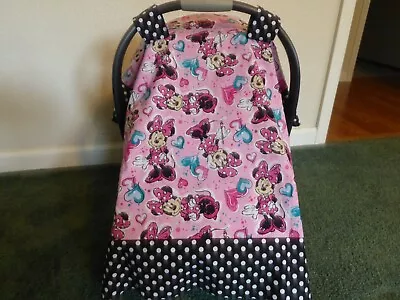  **MINNIE MOUSE**w/polka Dots Handmade Baby Car Seat Canopy-Cover  • $49.99