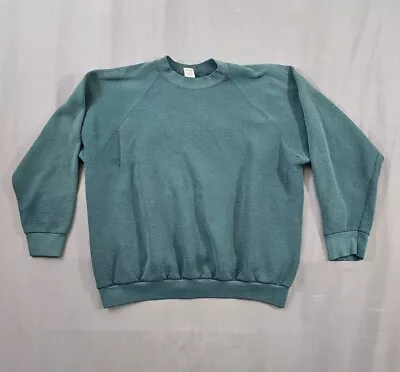 Vintage 90s Fruit Of The Loom Sweatshirt Men's XL Crew Neck Green Blank • $15.88