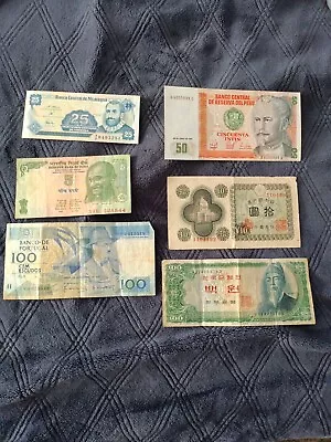 Mixed Foreign World Currency Paper Money Lot Of 6 Banknotes. See Photos. • $0.99