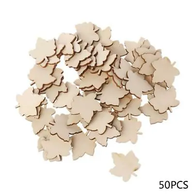 £4.03 • Buy 50Pcs Wooden Maple Leaf Leaves Blank Slices Buttons Scrapbooking Embellishment