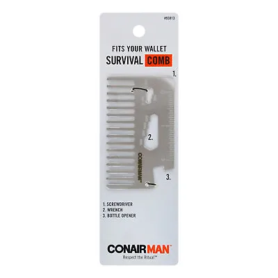 Conair Man Fits Your Wallet Survival Comb Metal Silver 1-Piece • $5.99