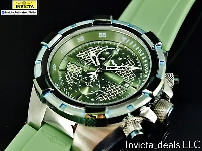 Invicta Men's 51mm AVIATOR Flight Chrono Twisted Metal OLIVE GREEN DIAL SS Watch • $59.99