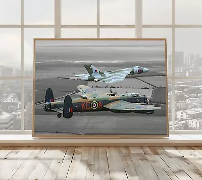 RAF Vulcan Bomber & Lancaster Bomber Art Print - Royal Air Force Wall Décor • £19.99