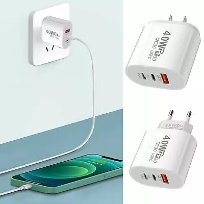 2 Port PD Plug 40W USB-C Type C Fast Wall Charger Adapter For IPhone 13 Pro Max • $7.30