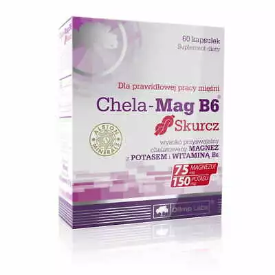 Chela-Mag B6 Cramp Magnesium Chelate Potassium Vit B6 (60 Caps) Olimp • £17.99