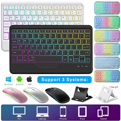 Bluetooth Backlit Keyboard & Cordless Mouse For IPad 5/6/7/8/9/10th Gen Air 4 5 • $18.99