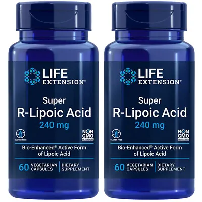 Super R-Lipoic Acid 240mg R-ALA Bio-Enh Act. Lipoic Acid 2X60Caps Life Extension • $55.88