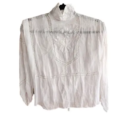 Antique Edwardian White Blouse Lace Embroidery AS IS • £58.39