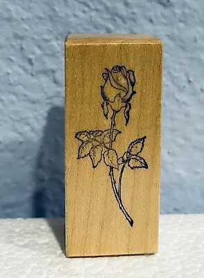 Rose Wood Mounted Rubber Stamp Single Long Stemmed Rose  NEW 1  X 2.25  • $5.59