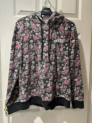 VANS Women's/Teen Black & Pink Floral Hoodie Sweatshirt Faded Size S • £6