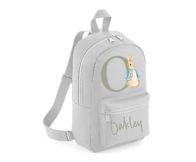 Personalised Peter Rabbit Children`s Backpack  Rucksack Backpack Grey  Nursery  • £18.99