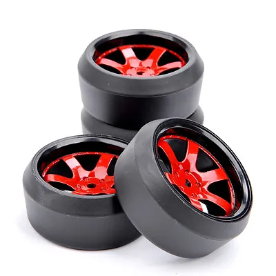 4X 1:10 RC Drift Tires Wheel Rims 12mm Hex For 1/10 Off-Road Model Electric Car • $16.14