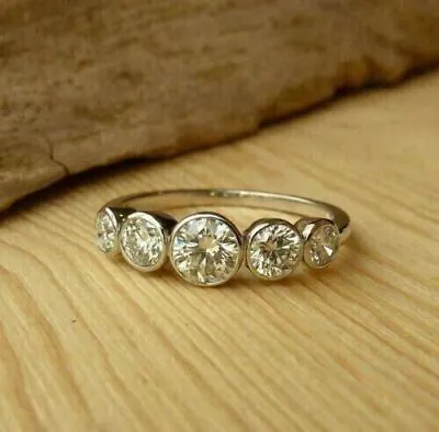 $190.87 • Buy Bezel Set 2.51 CT Round Diamond Simulated Engagement Ring 14K White Gold Finish