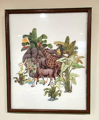 Tony Chen 3D Art Lithograph African Animals VTG 70s Framed 22x18 Great Condition • $100