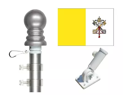 Vatican City 3'x5' Polyester Flag & Spinner Flagpole Set W/Adjustable Bracket • $39