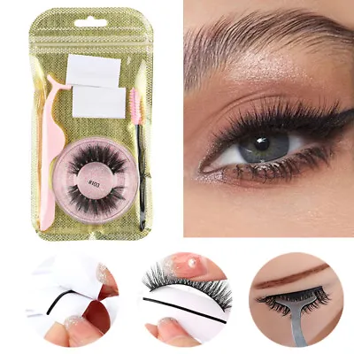 £2.51 • Buy False Eyelashes Self-adhesive Glue Strip Reusable Eyelash Tweezers Brush Set
