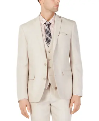 Bar III Jacket Mens 40S Tan Chambray 100% Linen Slim Fit Jacket NWOT $275 • $23.99