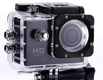 BLACK 1080p Action Sports Camera 30m Waterproof HD & Mounting Accesories! • £13.99