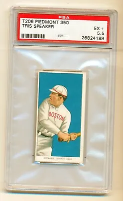 1909 1911 T206 Tris Speaker Piedmont 350 PSA Graded 5.5 EX+ Boston Red Sox HOF • $7099.99