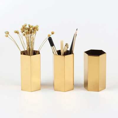 $21.52 • Buy Desk Pen Holder Makeup Brush Storage Box Hexagonal Shape Container Organizer AU