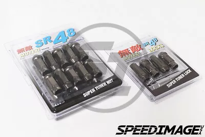 Muteki Sr48 Black Chrome 12x1.25 Open Ended 20 Pcs Lug Nuts With Locks Set Acorn • $1080