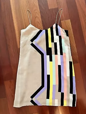 Tibi Geometric Short Slip Silk Dress Size 4 Small S • $25.99