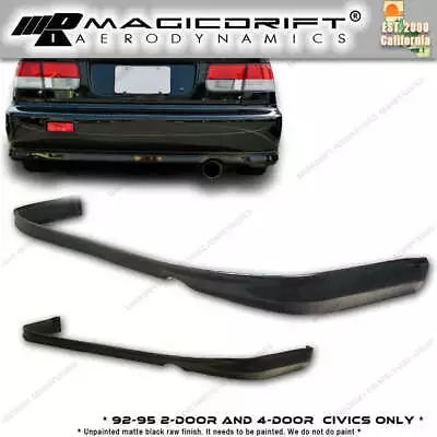 For 92-95 Honda Civic REAR Bumper PU Lip 2D Coupe 4D Sedan Add-on Body Kit • $72.98
