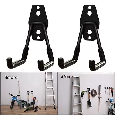 2PCS Heavy Duty Storage Hooks Wall Mounted Ladder Bike Garage Padded Hook UK • £12.79