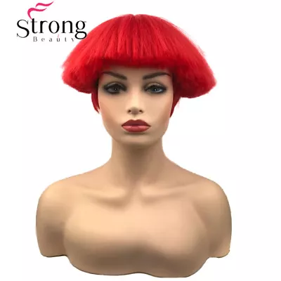 Short Cool Vivid Red Mushroom Head Hairstyle Wig Personality Party Nightclub Wig • $22.99