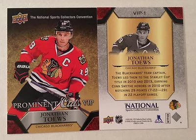 2015 Upper Deck/UD Prominent Cuts VIP Promo JONATHAN TOEWS Blackhawks #VIP-1 Qty • $2